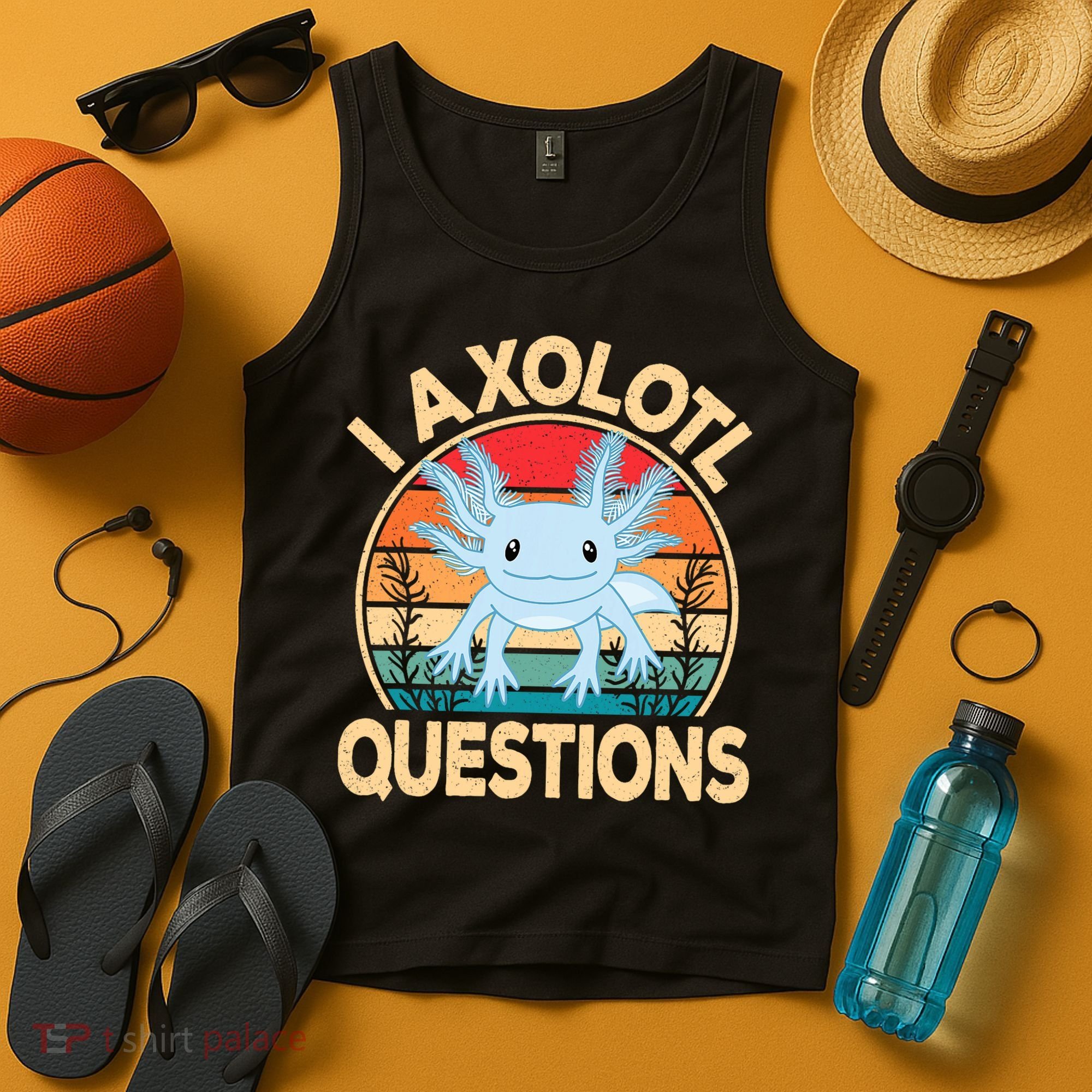 Funny I Axolotl Questions Cute Kawaii Blue Axolotl Retro Tank Top