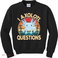 Funny I Axolotl Questions Cute Kawaii Blue Axolotl Retro Kids Sweatshirt thumb 0