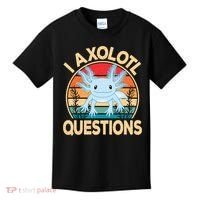 Funny I Axolotl Questions Cute Kawaii Blue Axolotl Retro Kids T-Shirt thumb 0