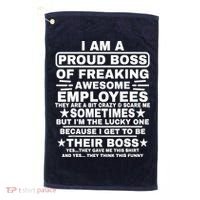 Funny I Am A Proud Boss Of Freaking Awesome Employees Boss Golf Towel thumb 0
