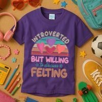 Funny Introverted But Willing To Discuss Felting Kids T-Shirt thumb 3