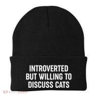 Funny Introverted But Willing To Discuss Cats Beanie thumb 0