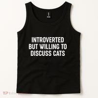 Funny Introverted But Willing To Discuss Cats Tank Top thumb 2