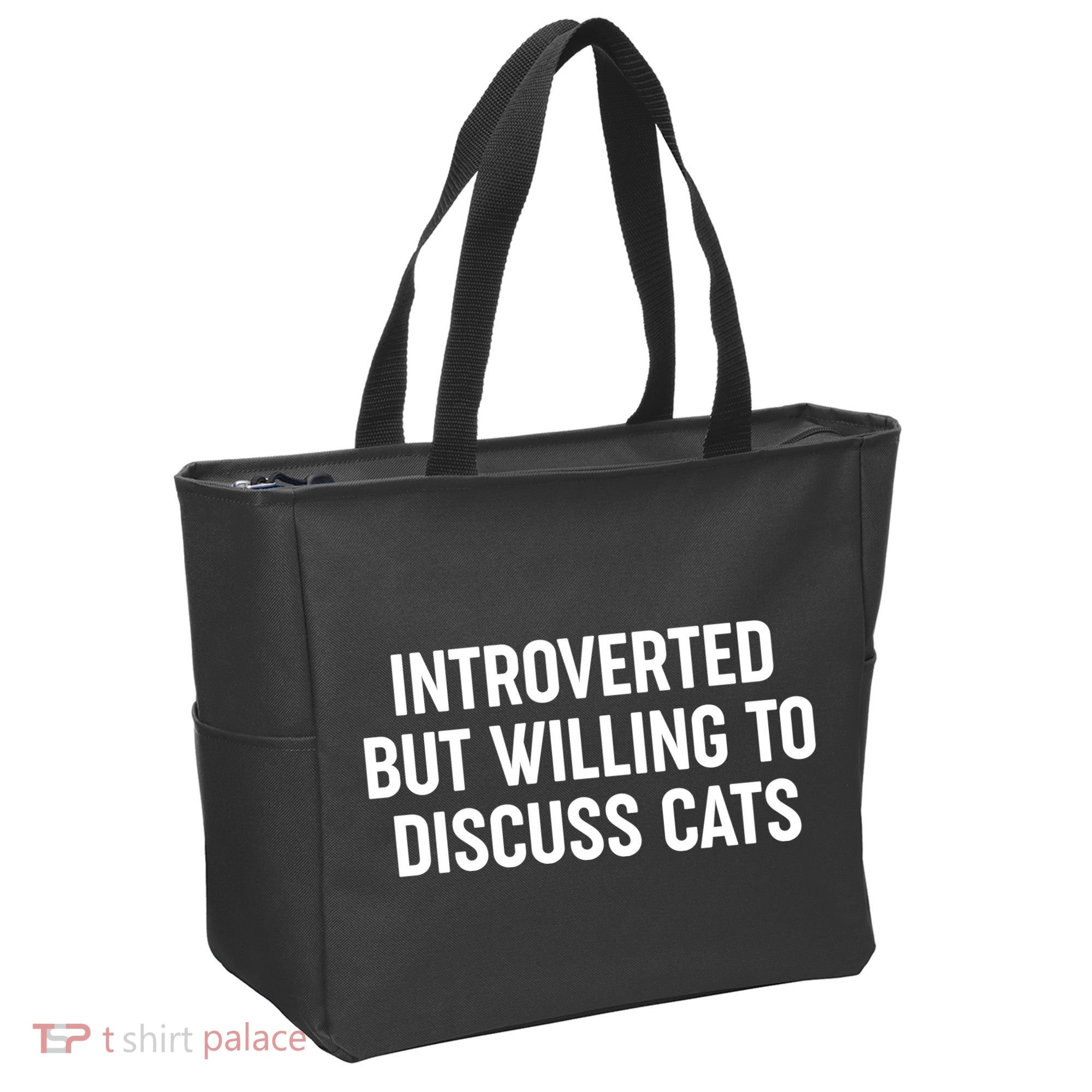 Funny Introverted But Willing To Discuss Cats Tote Bag