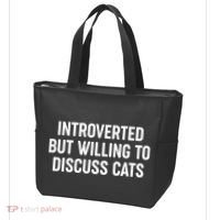 Funny Introverted But Willing To Discuss Cats Tote Bag thumb 3