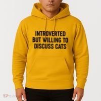 Funny Introverted But Willing To Discuss Cats Hoodie thumb 2