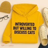 Funny Introverted But Willing To Discuss Cats Hoodie thumb 4