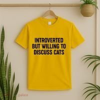 Funny Introverted But Willing To Discuss Cats T-Shirt thumb 2