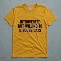Funny Introverted But Willing To Discuss Cats T-Shirt thumb 5