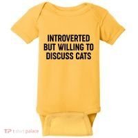 Funny Introverted But Willing To Discuss Cats Baby Bodysuit thumb 0