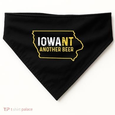 Funny Iowa Beer Distressed Iowa State Map USA-Made Doggie Bandana