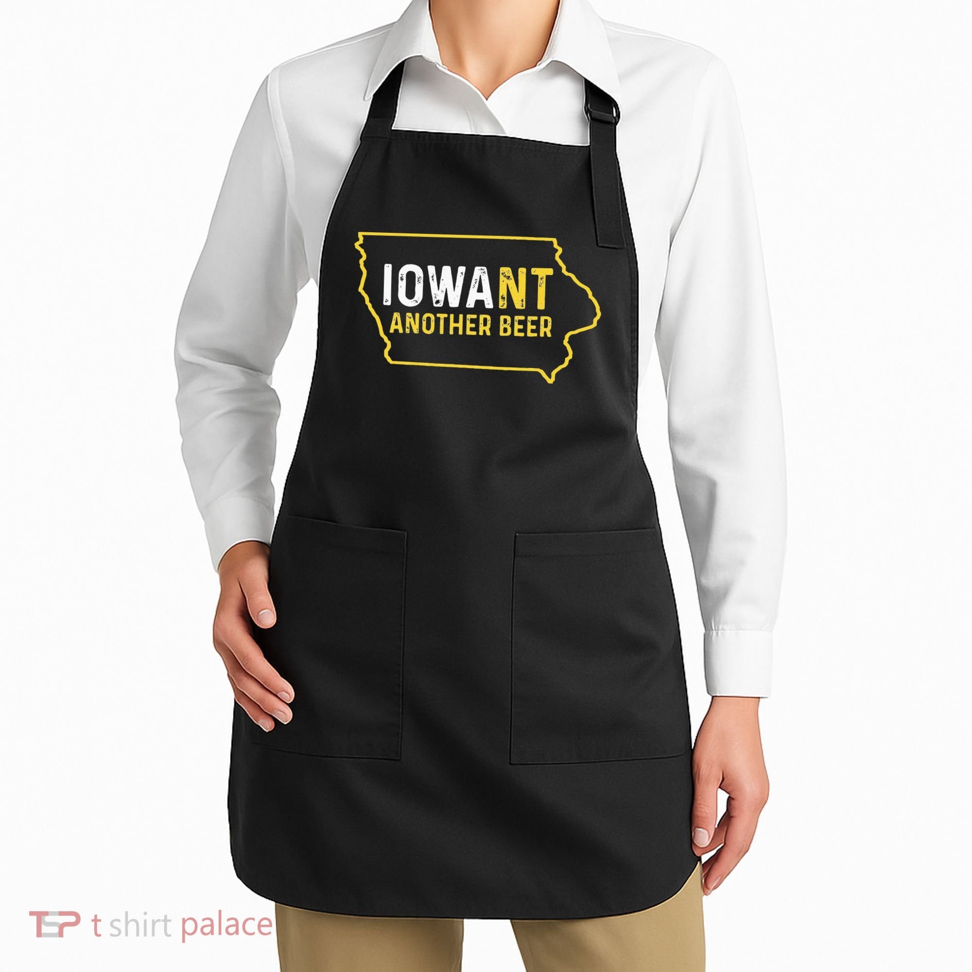 Funny Iowa Beer Distressed Iowa State Map Apron