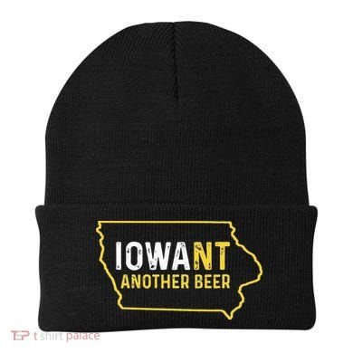 Funny Iowa Beer Distressed Iowa State Map Beanie