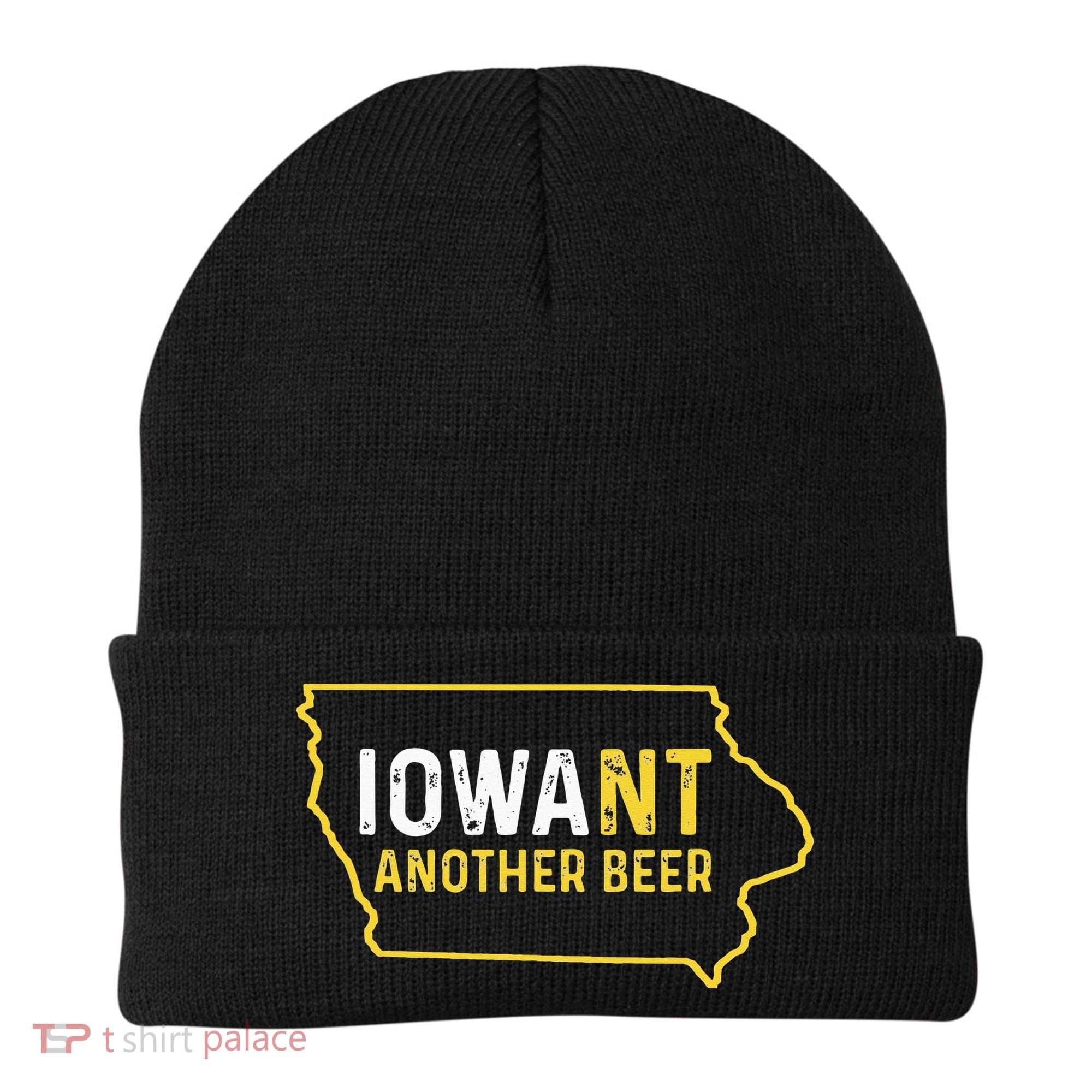 Funny Iowa Beer Distressed Iowa State Map Beanie