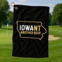 Funny Iowa Beer Distressed Iowa State Map Golf Towel thumb 1