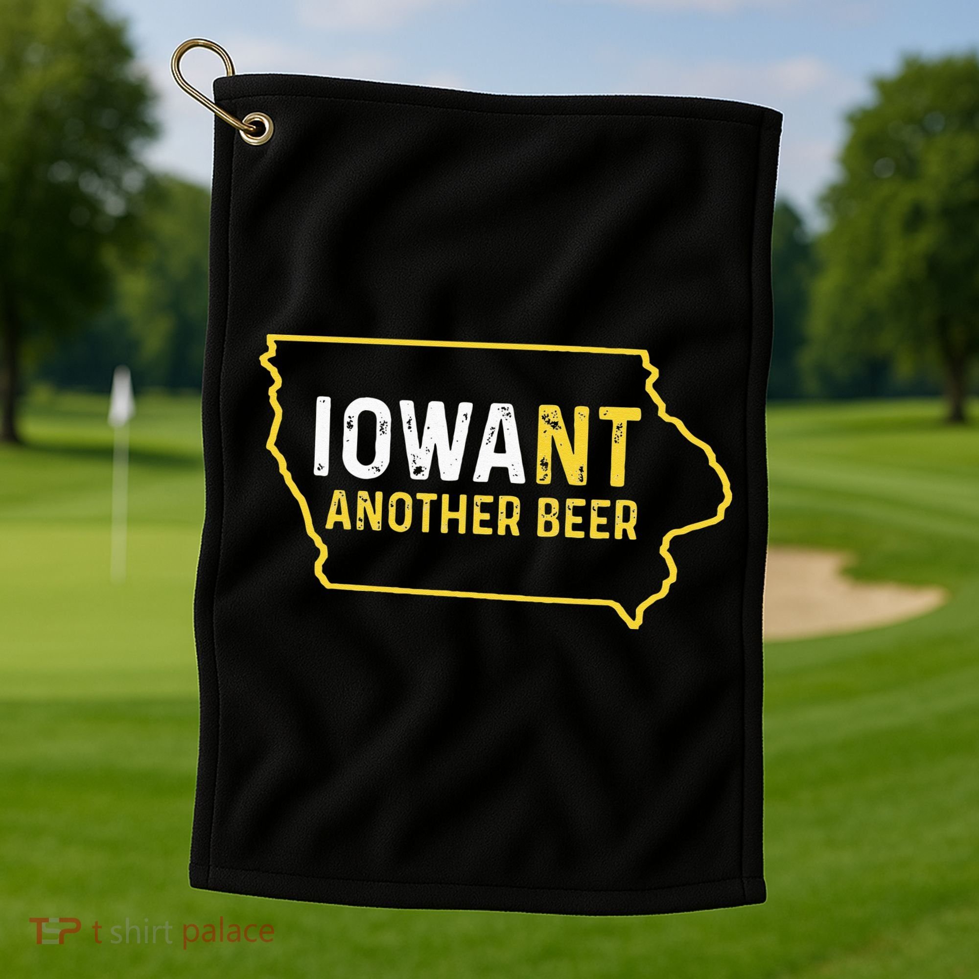 Funny Iowa Beer Distressed Iowa State Map Golf Towel