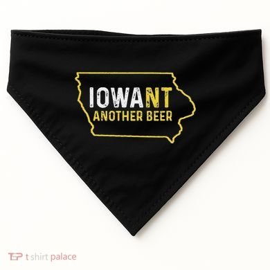 Funny Iowa Beer Distressed Iowa State Map USA-Made Doggie Bandana