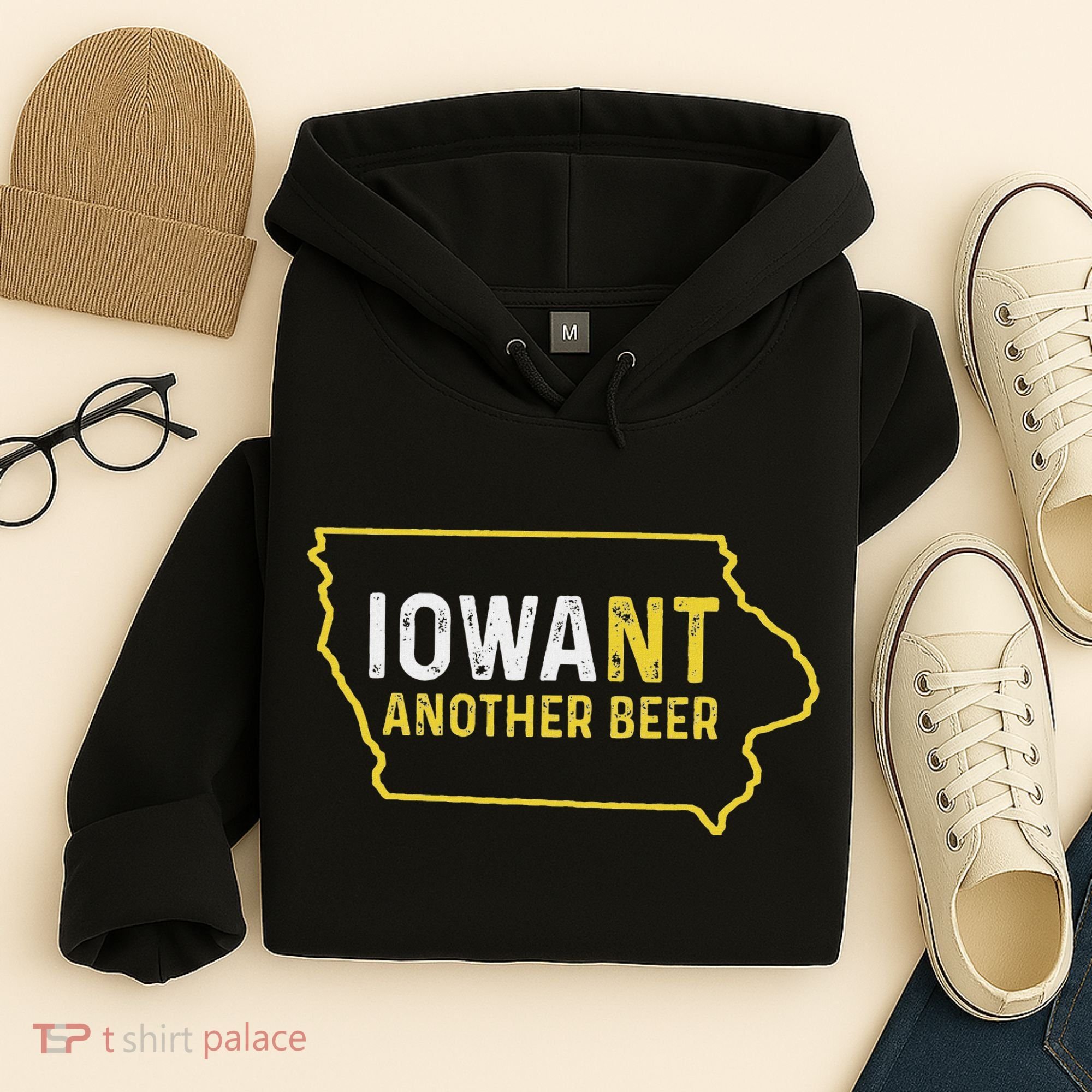 Funny Iowa Beer Distressed Iowa State Map Hoodie