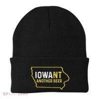 Funny Iowa Beer Distressed Iowa State Map Beanie thumb 0