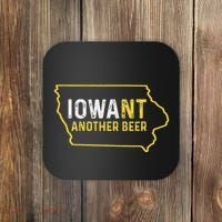 Funny Iowa Beer Distressed Iowa State Map Coaster thumb 0