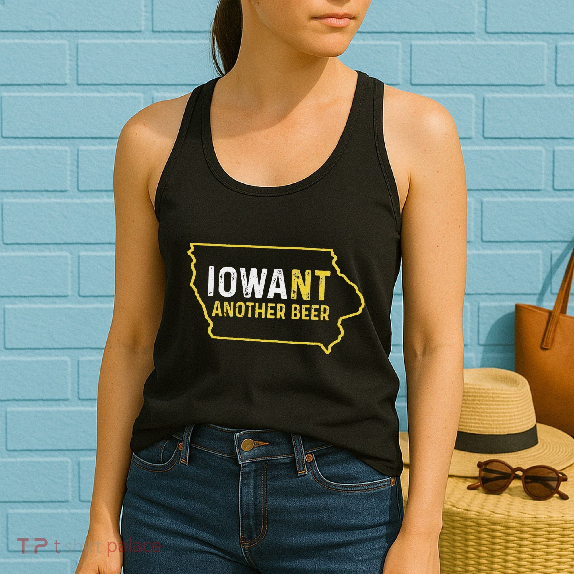 Funny Iowa Beer Distressed Iowa State Map Women's Tank Top