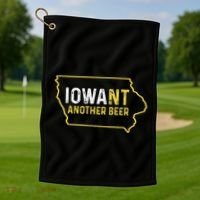 Funny Iowa Beer Distressed Iowa State Map Golf Towel thumb 1