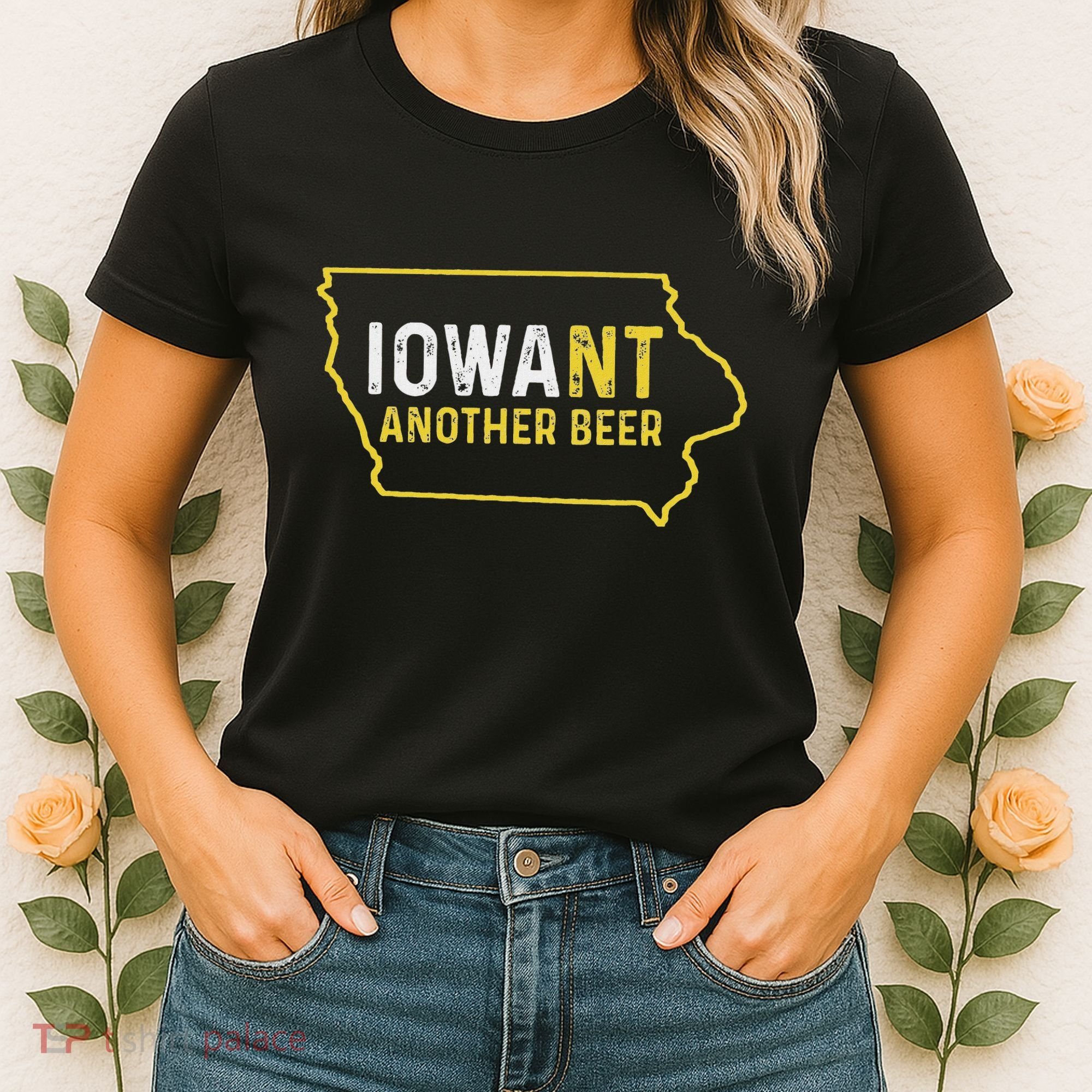 Funny Iowa Beer Distressed Iowa State Map Women's T-Shirt
