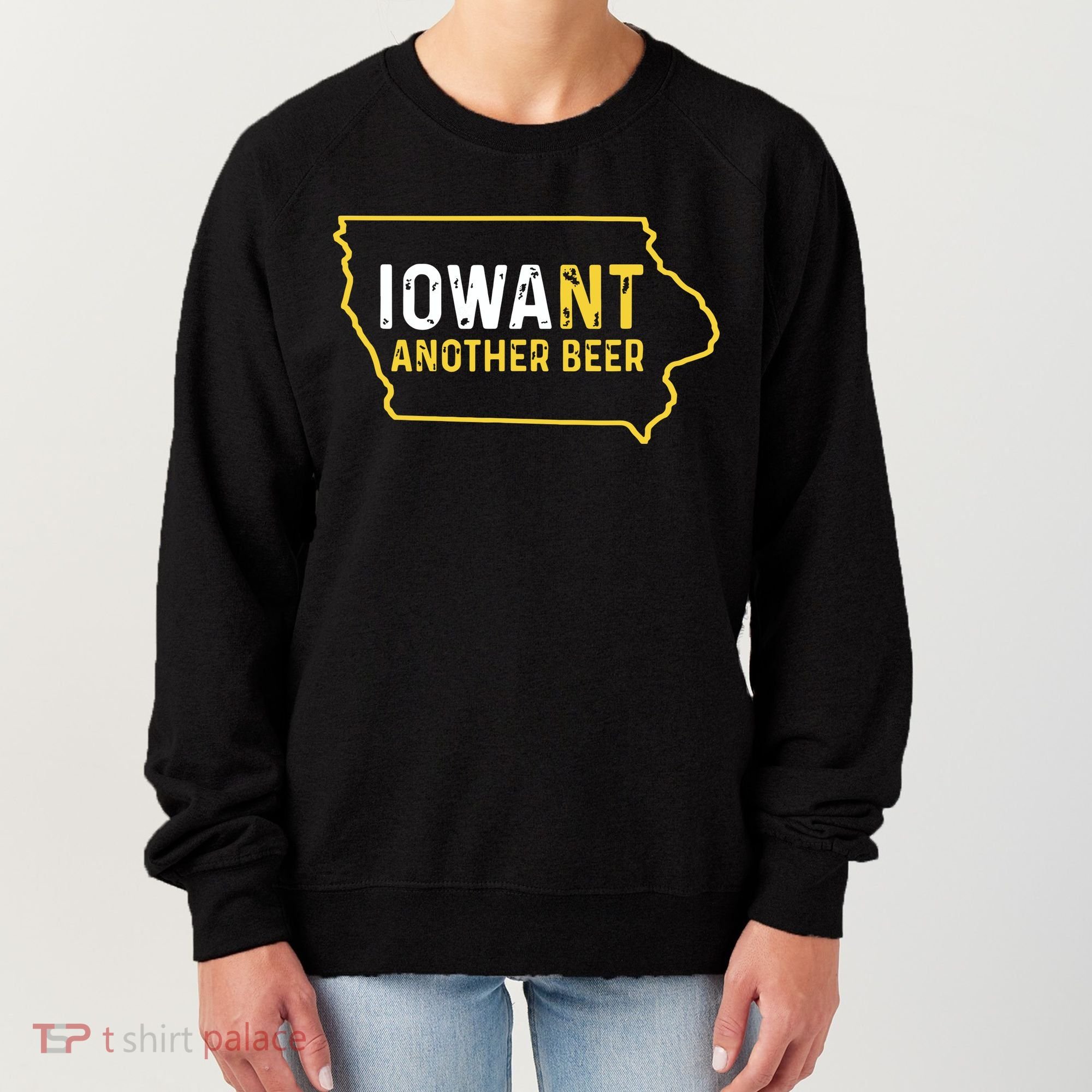 Funny Iowa Beer Distressed Iowa State Map Women's Sweatshirt