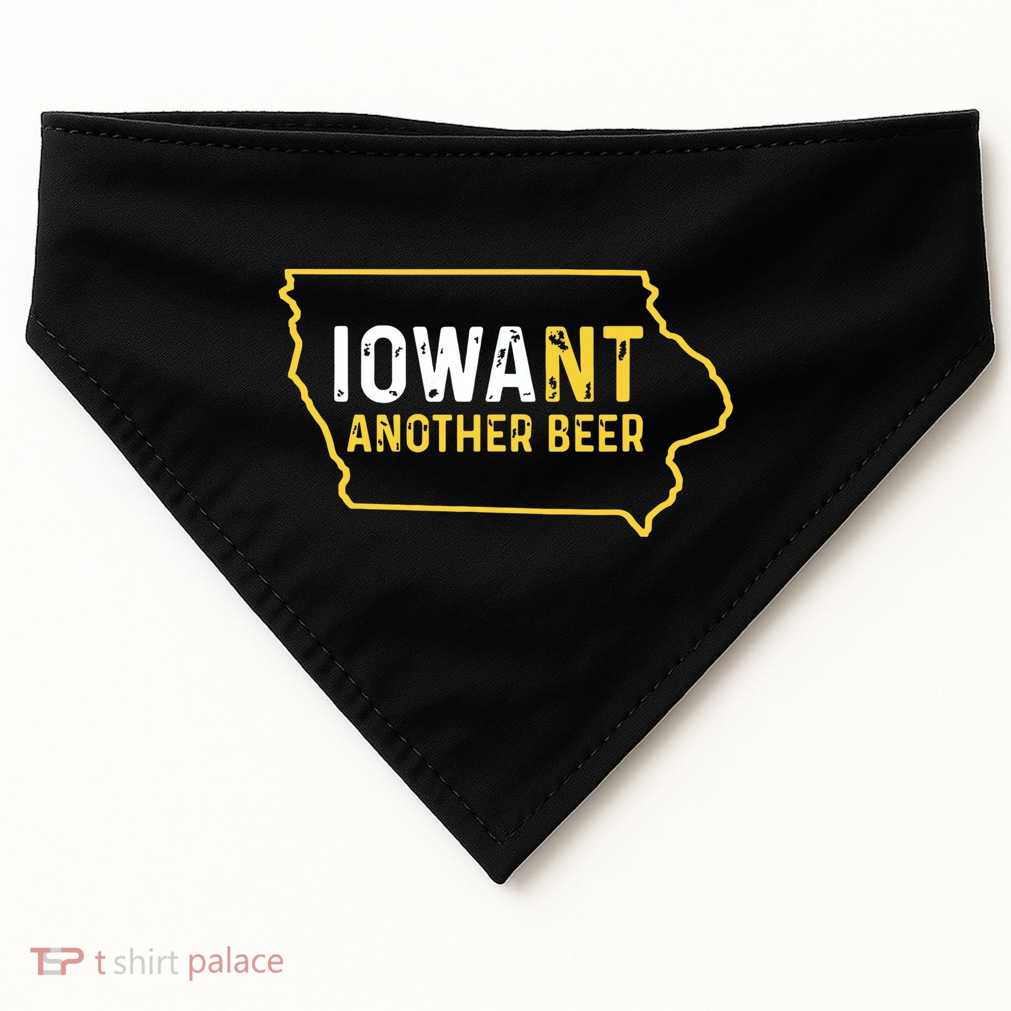 Funny Iowa Beer Distressed Iowa State Map USA-Made Doggie Bandana