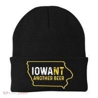 Funny Iowa Beer Distressed Iowa State Map Beanie thumb 0