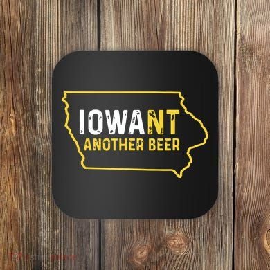 Funny Iowa Beer Distressed Iowa State Map Coaster