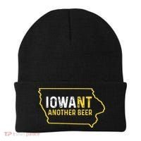 Funny Iowa Beer Distressed Iowa State Map Beanie thumb 0