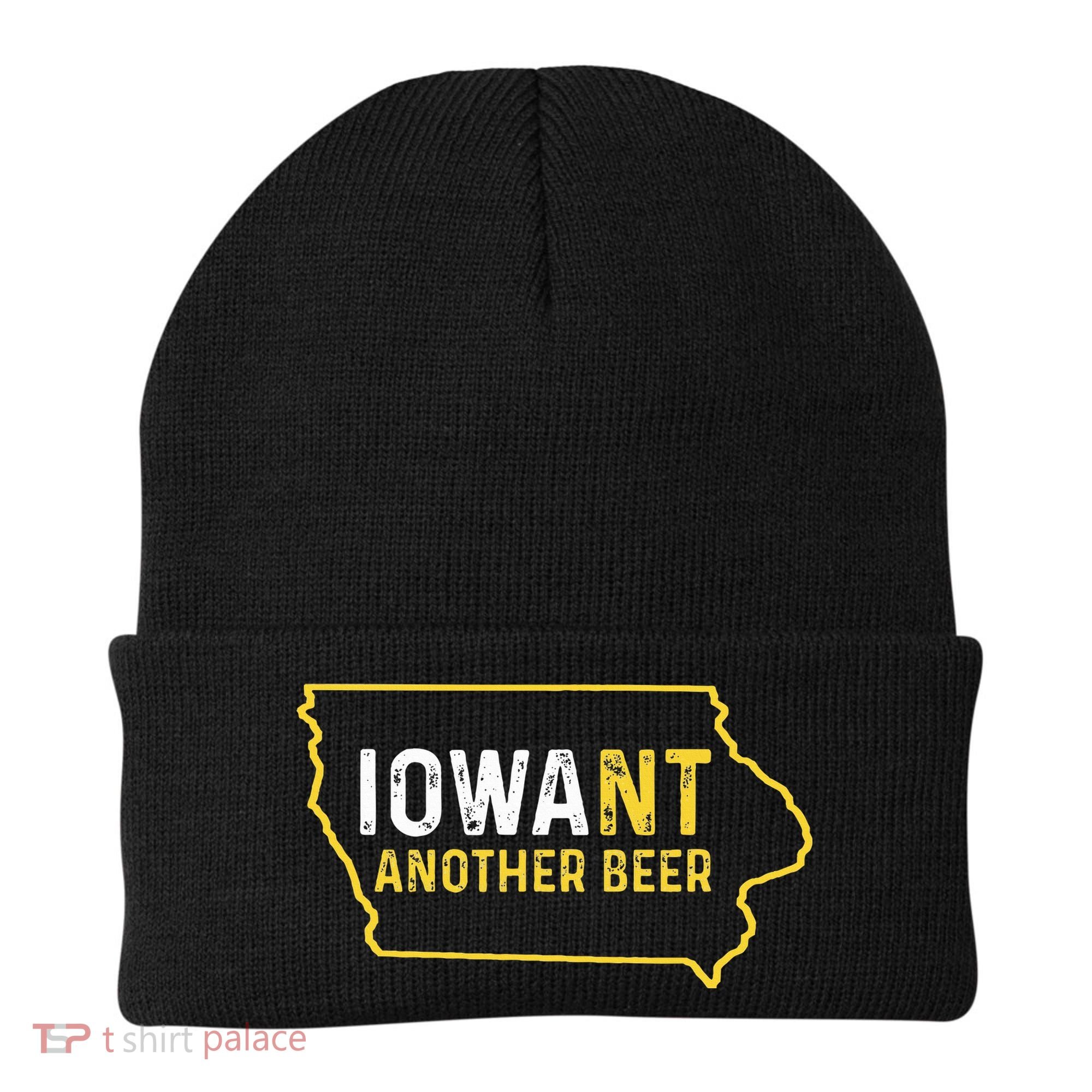 Funny Iowa Beer Distressed Iowa State Map Beanie