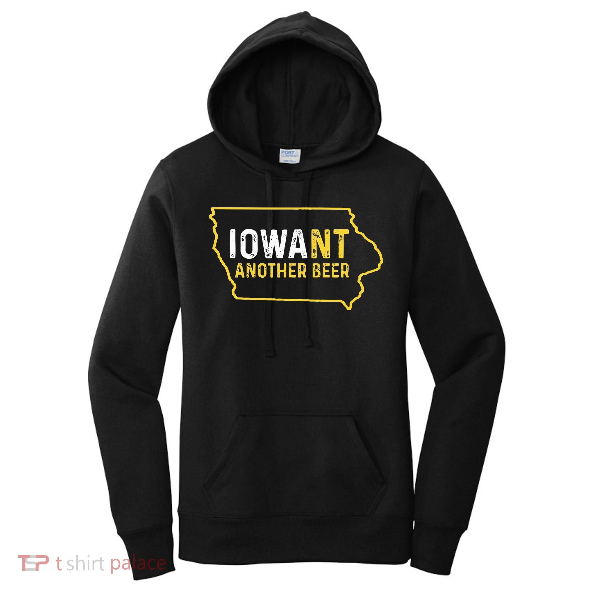 Funny Iowa Beer Distressed Iowa State Map Women's Hoodie