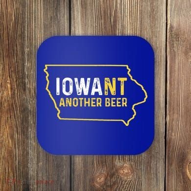 Funny Iowa Beer Distressed Iowa State Map Coaster