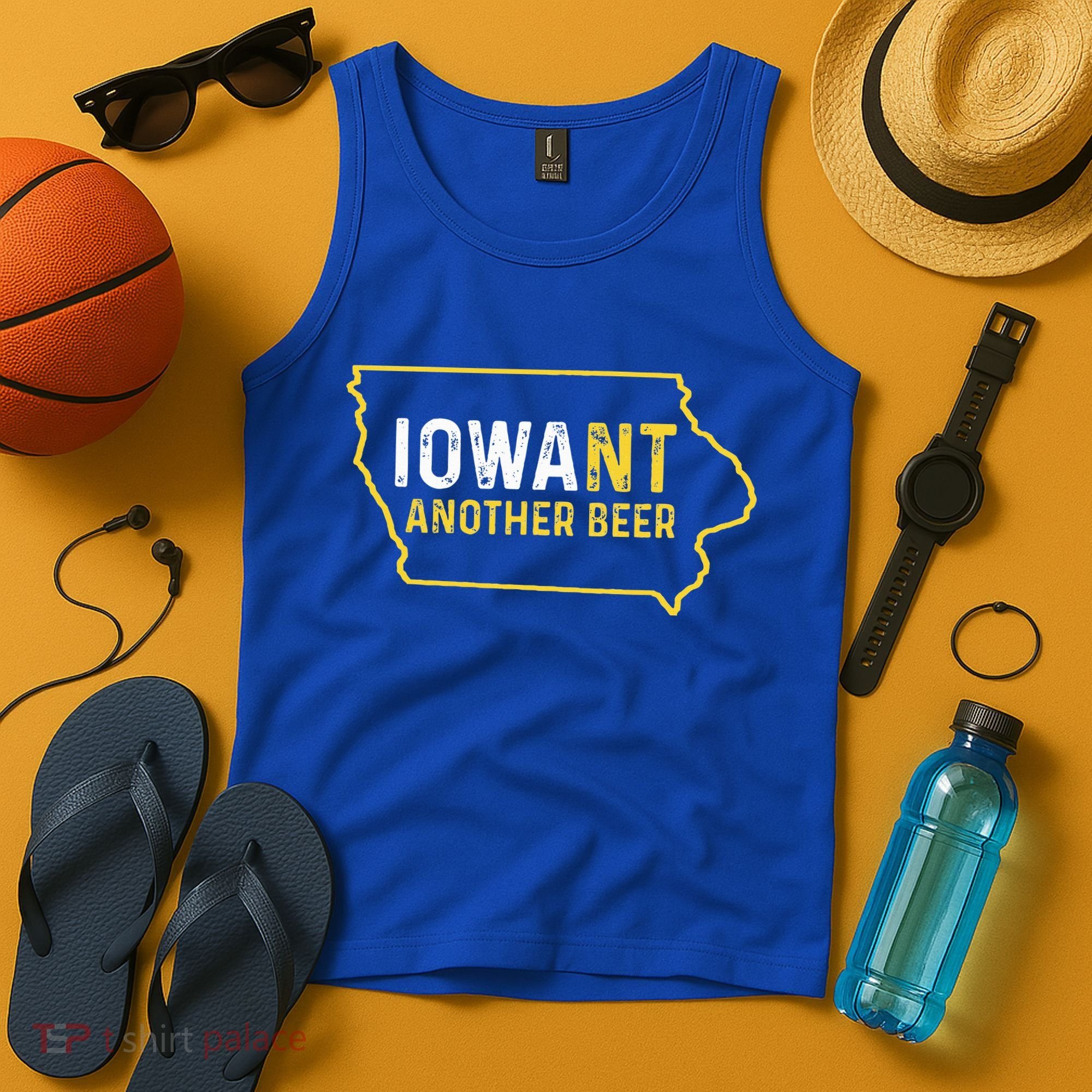 Funny Iowa Beer Distressed Iowa State Map Tank Top