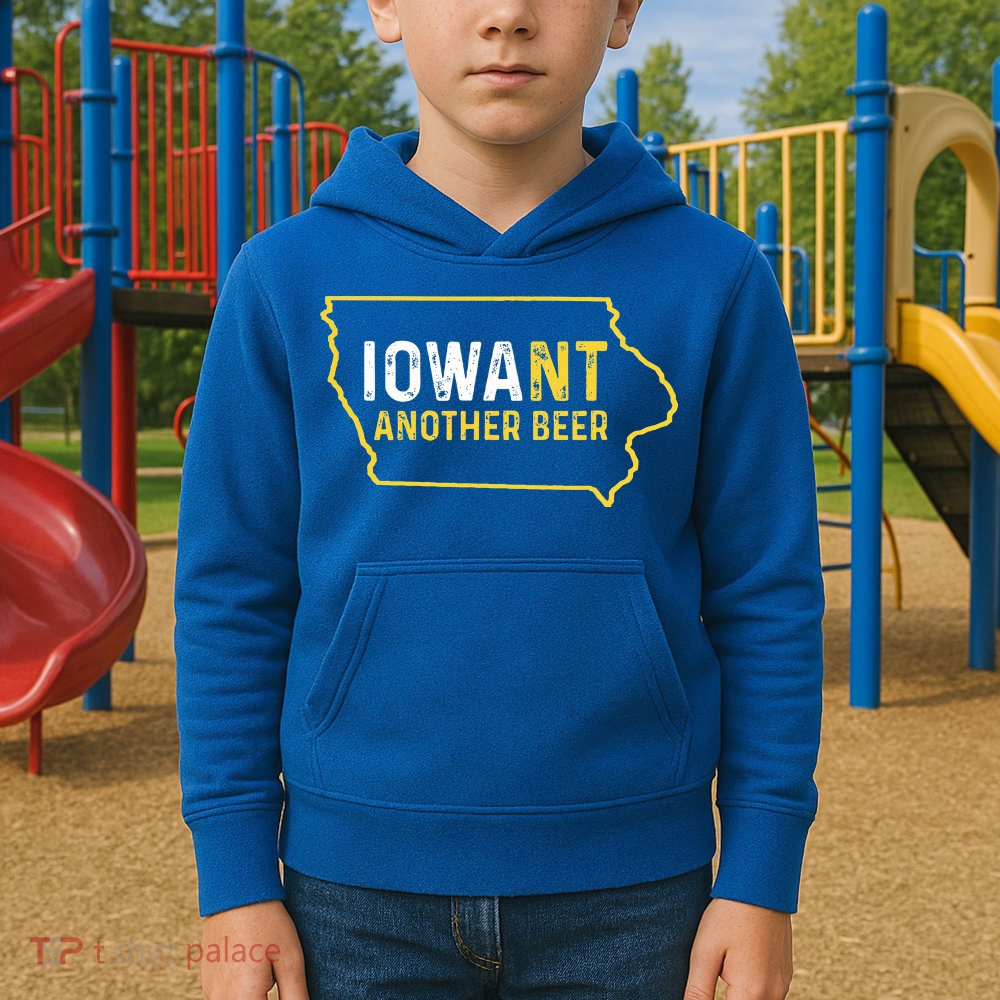 Funny Iowa Beer Distressed Iowa State Map Kids Hoodie