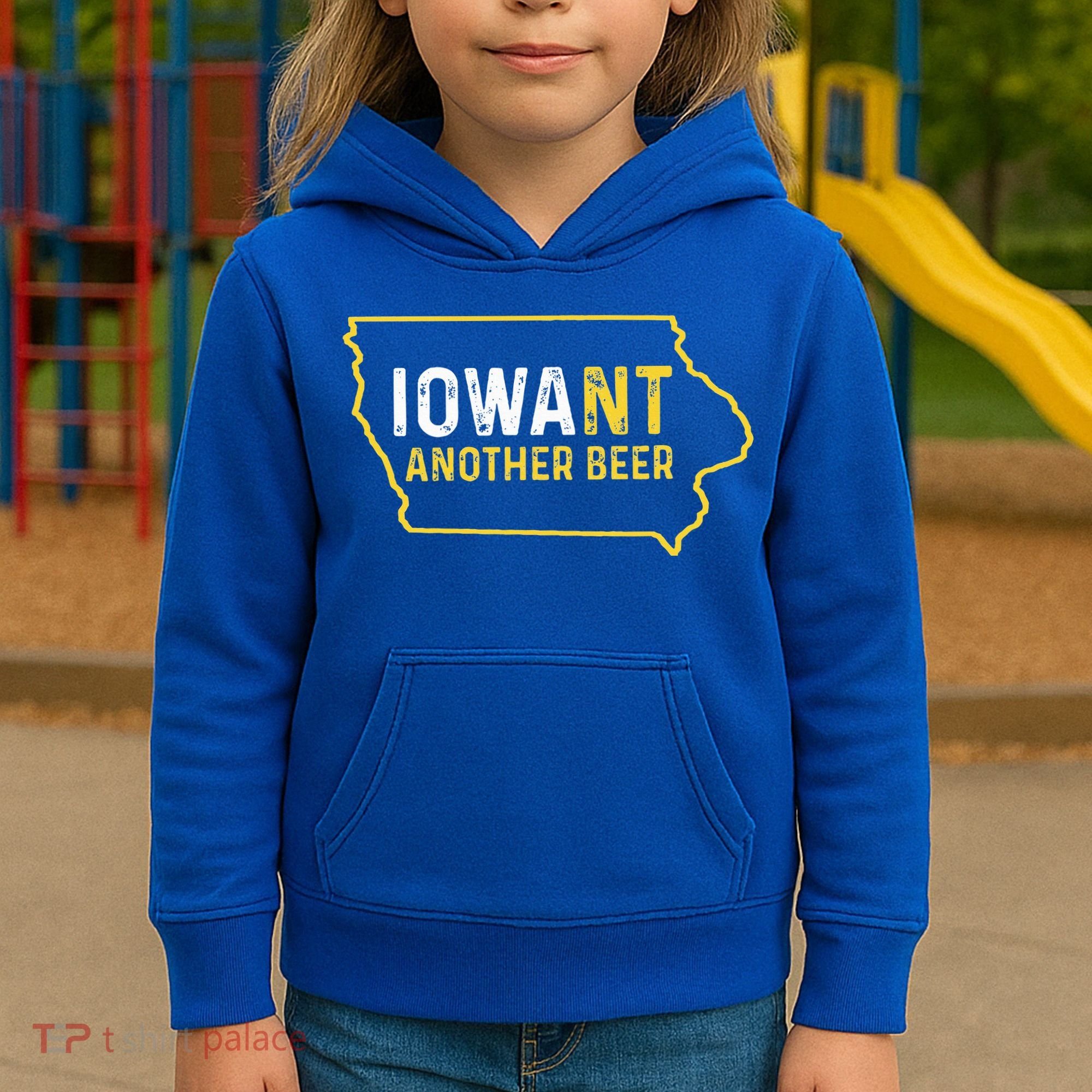 Funny Iowa Beer Distressed Iowa State Map Kids Hoodie