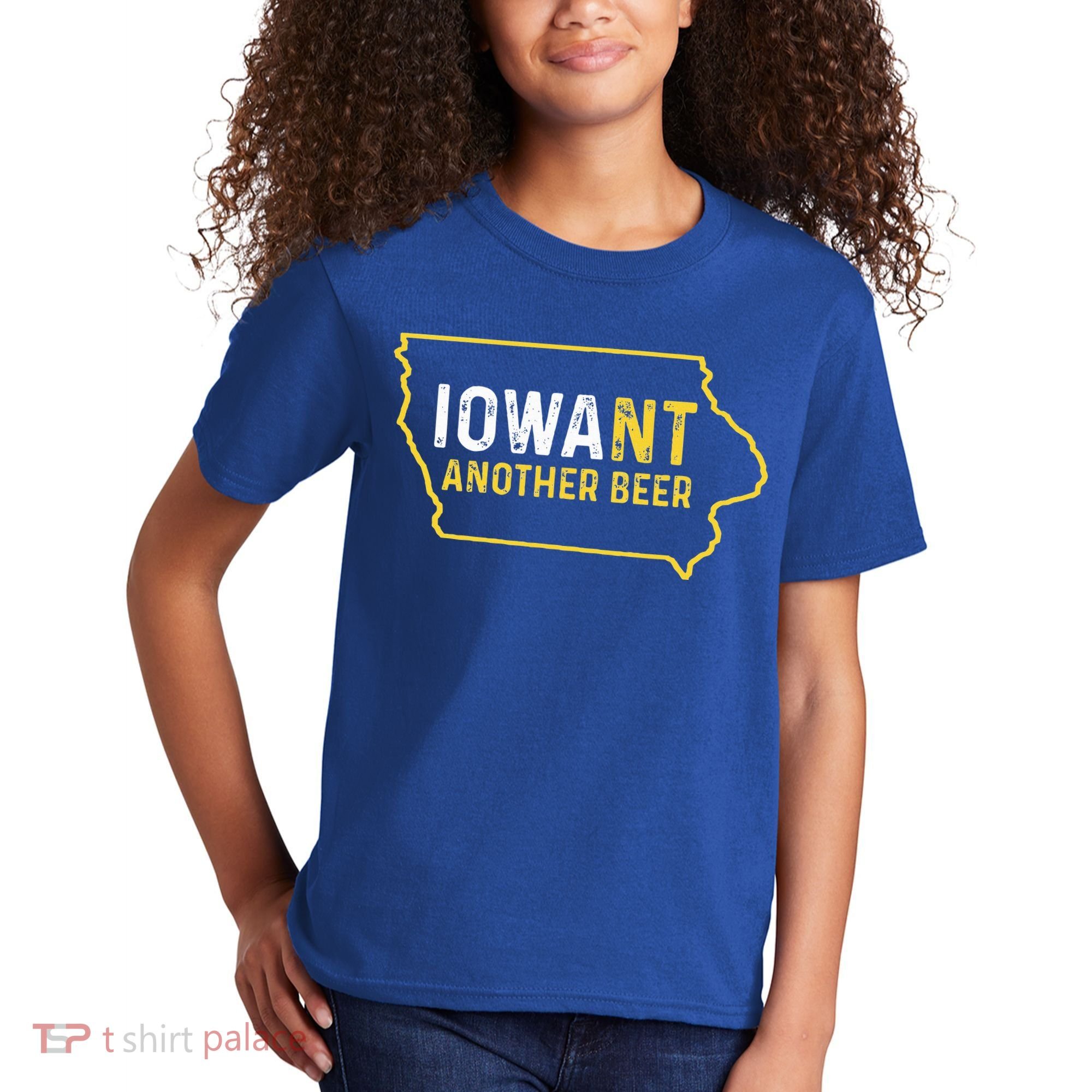 Funny Iowa Beer Distressed Iowa State Map Kids T-Shirt