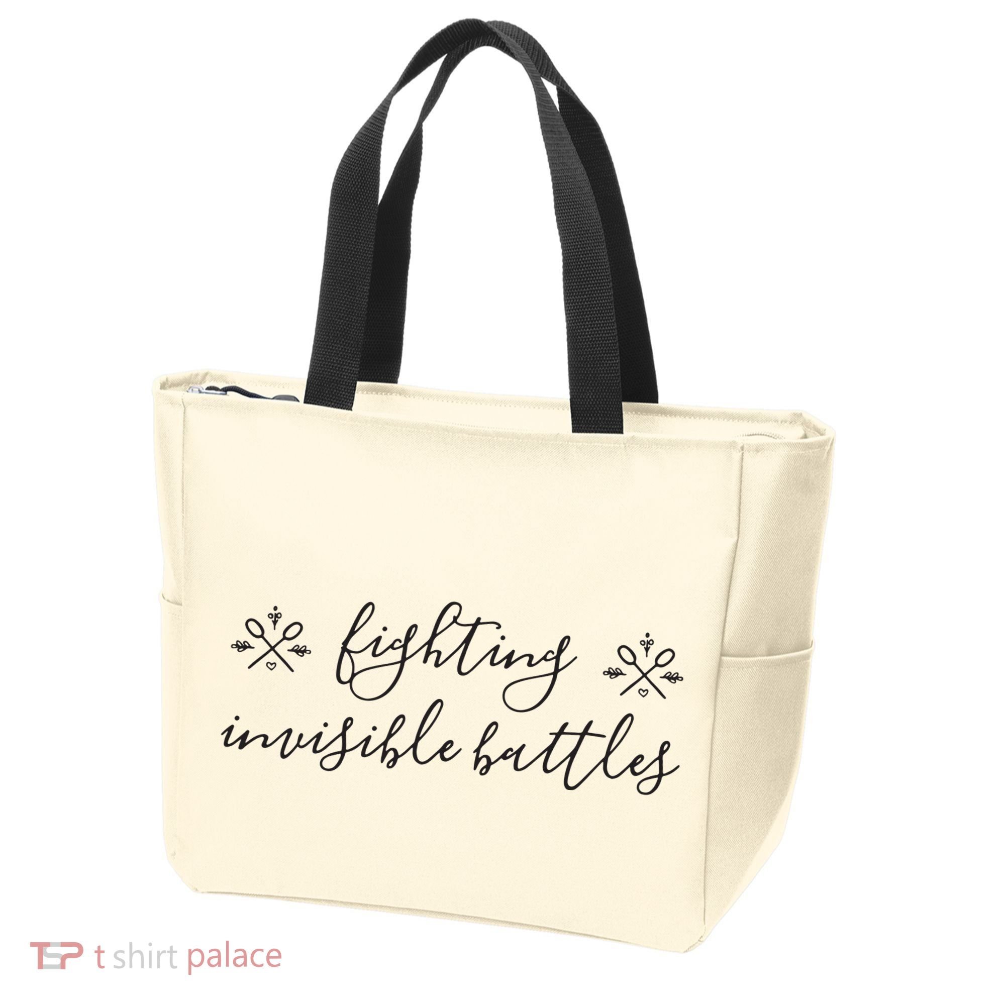 Fighting Invisible Battles Invisible Illness Awareness Tote Bag
