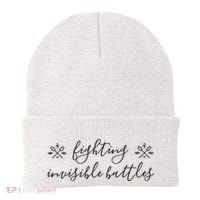 Fighting Invisible Battles Invisible Illness Awareness Beanie thumb 0