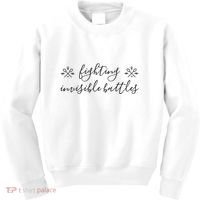 Fighting Invisible Battles Invisible Illness Awareness Kids Sweatshirt thumb 0