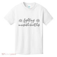 Fighting Invisible Battles Invisible Illness Awareness Kids T-Shirt thumb 0