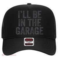 Funny Ill Be In The Garage Retro Car Dad Joke Fathers Day Hat thumb 0