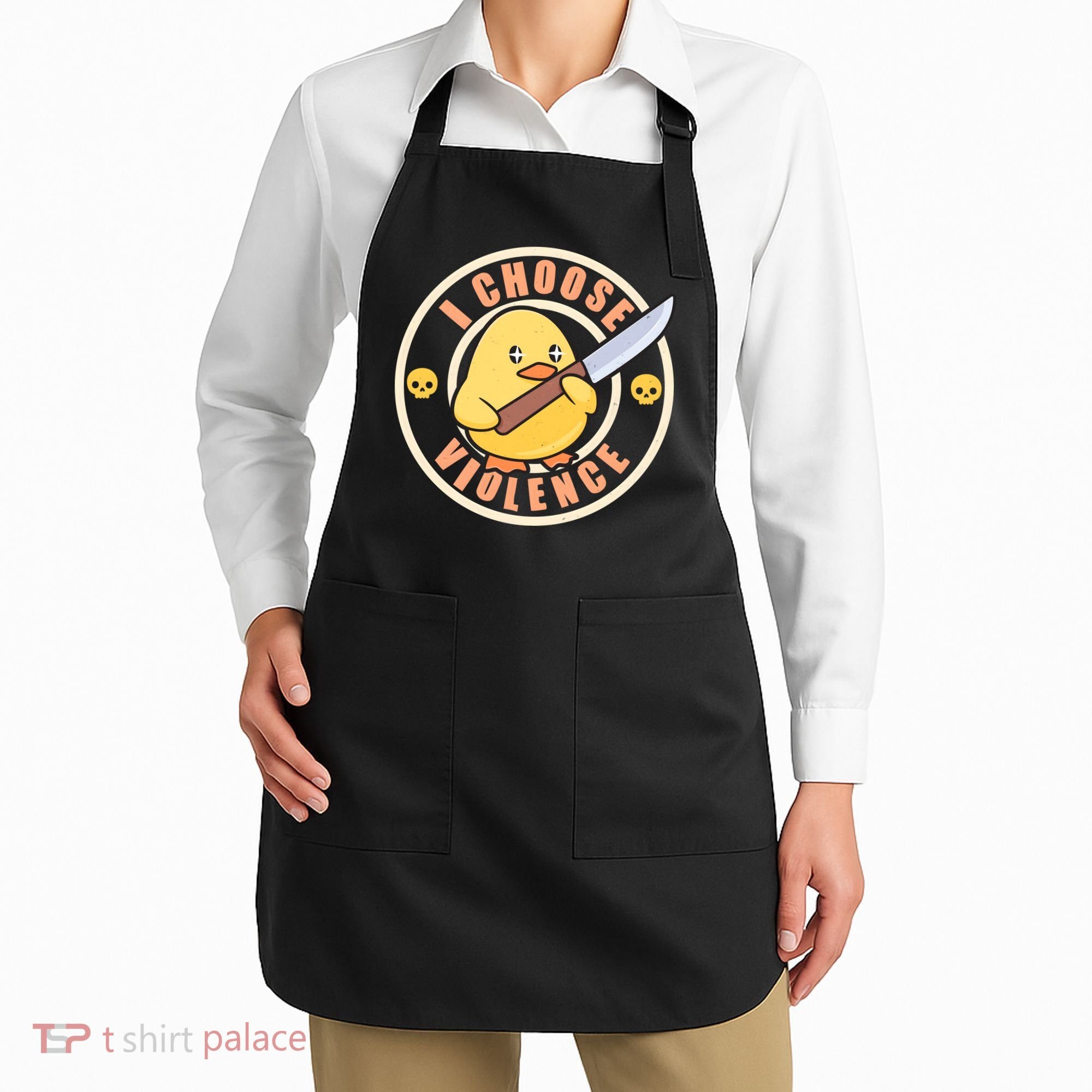Funny I Choose Violence Baby Chick With Knife Apron