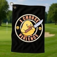 Funny I Choose Violence Baby Chick With Knife Golf Towel thumb 1