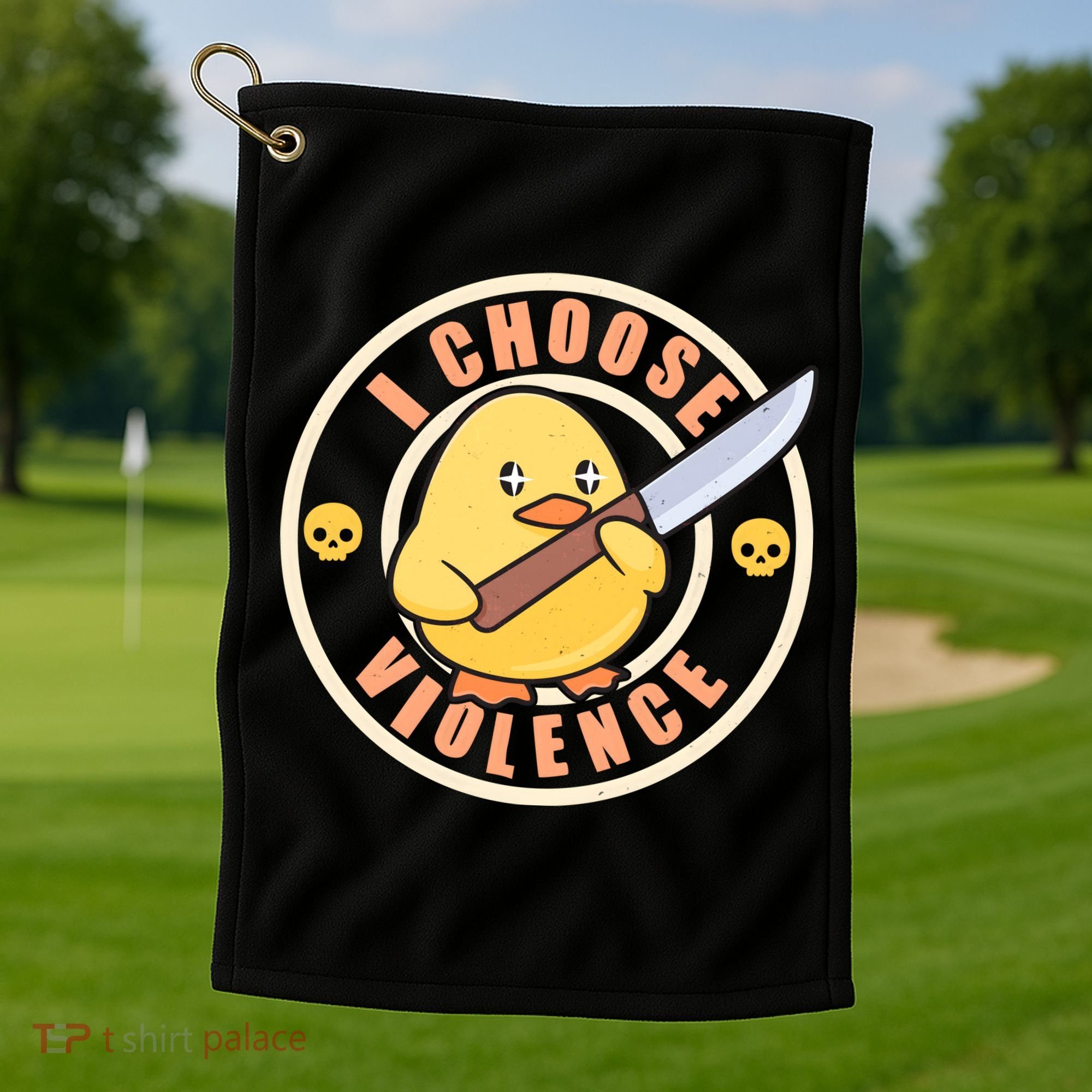 Funny I Choose Violence Baby Chick With Knife Golf Towel