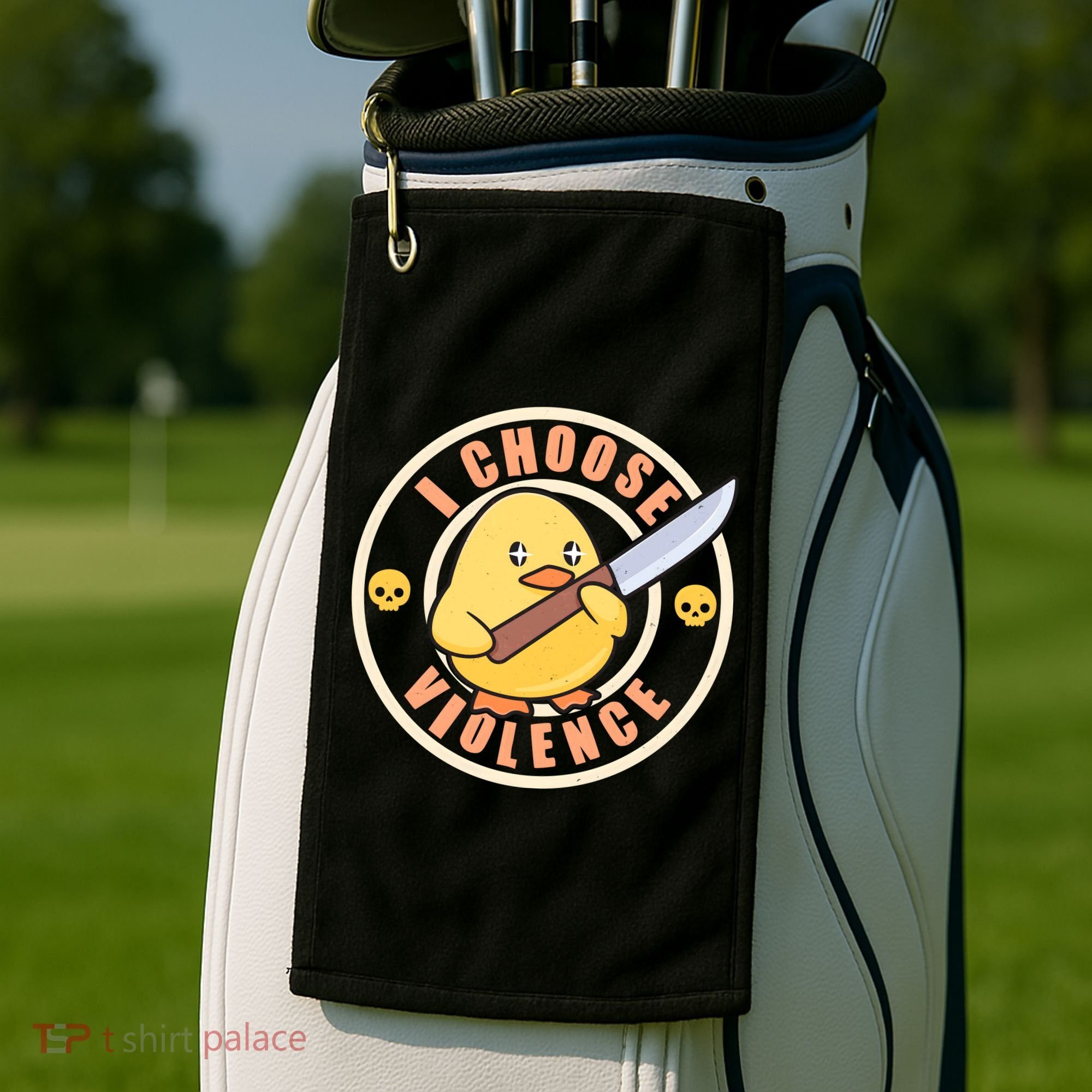 Funny I Choose Violence Baby Chick With Knife Golf Towel