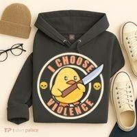 Funny I Choose Violence Baby Chick With Knife Hoodie thumb 4