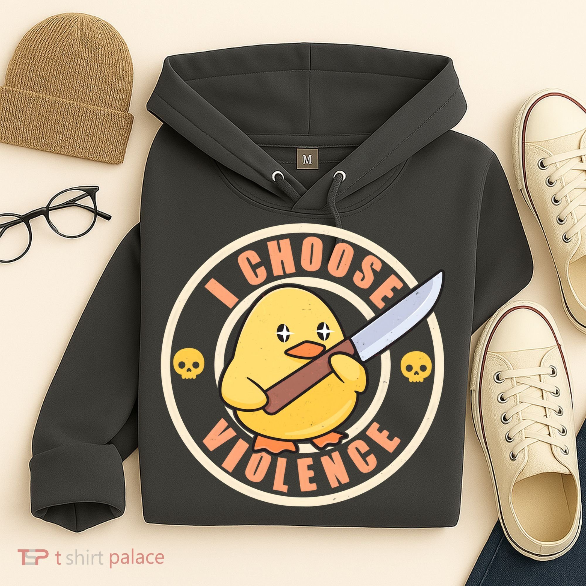 Funny I Choose Violence Baby Chick With Knife Hoodie
